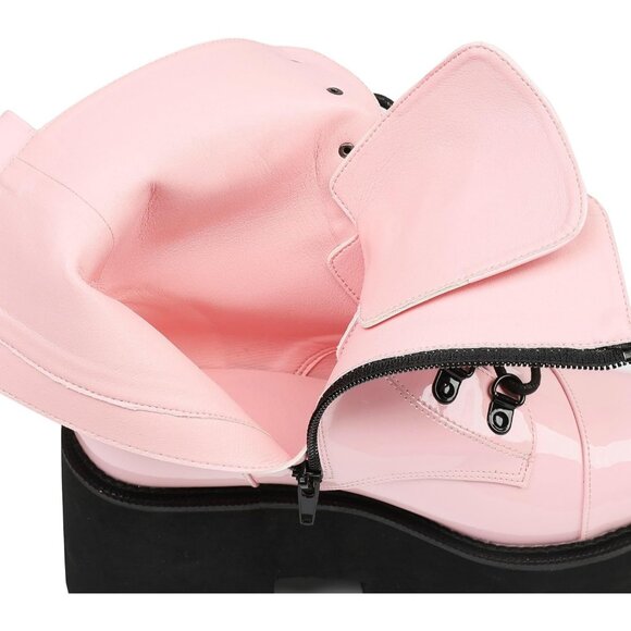 ⚡Women’s 4pink Combat Lightweight Side Zipper Ankle High Heel Chunky Boots - Picture 6 of 6